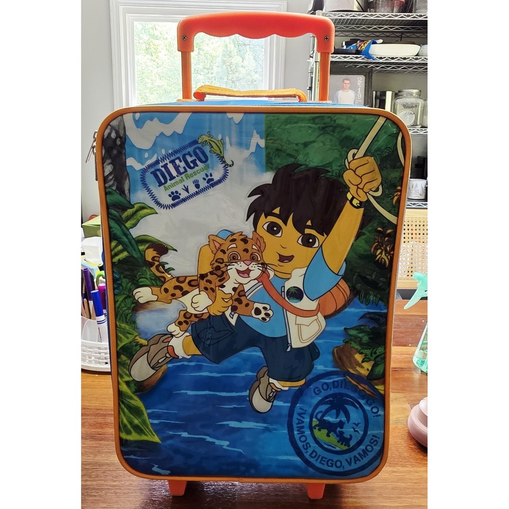 Rare 2007 Go Diego‎ Go Animal Rescuer Rolling Luggage Back Pack Nickelodeon